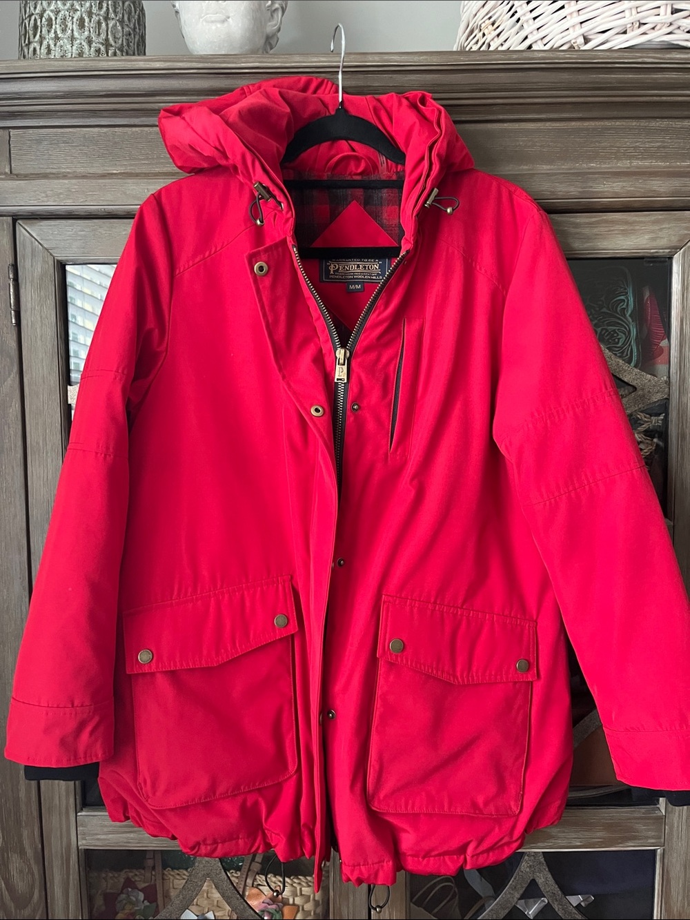 Pendleton Bright Red Hooded Puffer Coat